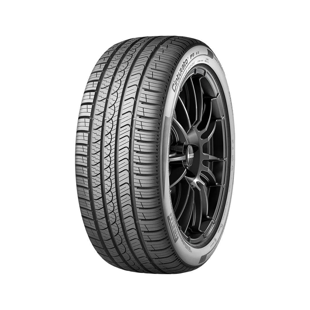 Pirelli Cinturato P9 AS tyre — three-quarter studio view